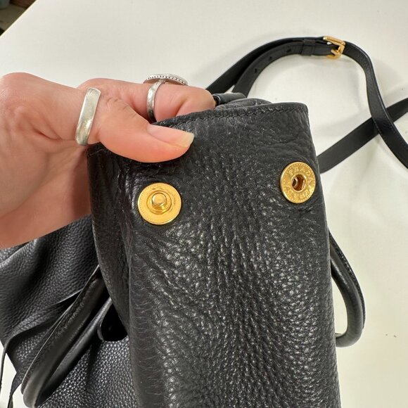 Prada Women's Black Leather Bottom Studs Adjustable Shoulder Handbag Size Small - Picture 7 of 12